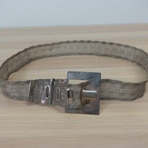 Vintage Mesh Belt Womens XS Wide Silver Buckle Wire Disco 80s Textured PARISTYLE